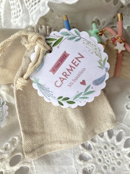 Bolsa de yute con tarjeta personalizada
