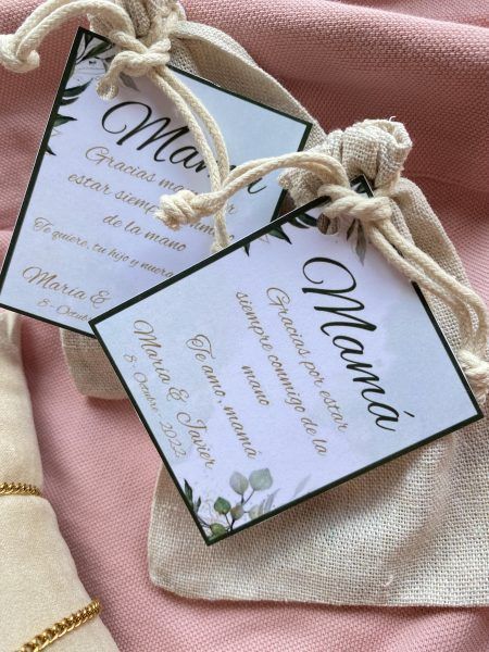 Bolsa de yute con tarjeta personalizada - Rectangular
