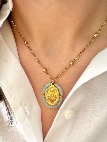 Medalla Virgen Milagrosa azul