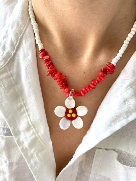 Collar Flora rojo