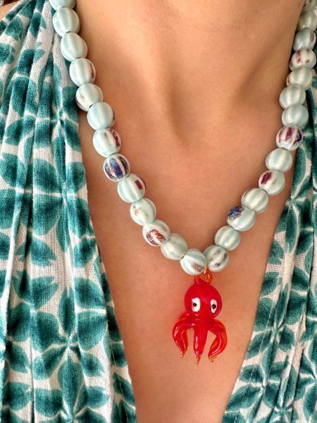 Collar Pulpo rojo