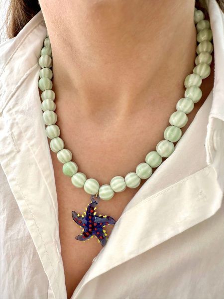 Collar estrella de mar azul