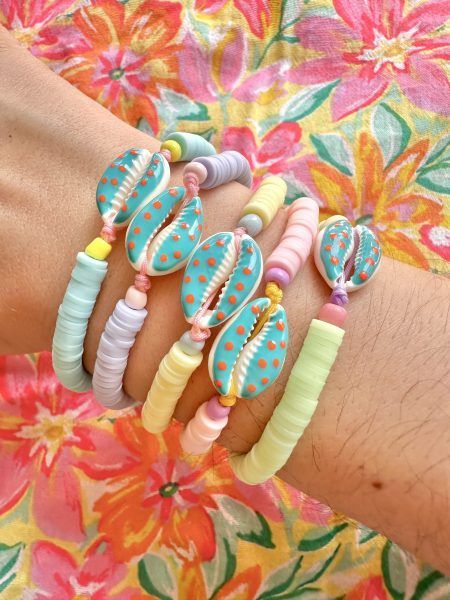 Pulseras de conchas topo -  pastel/flúor