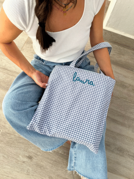 Bolso vichy AZUL personalizado